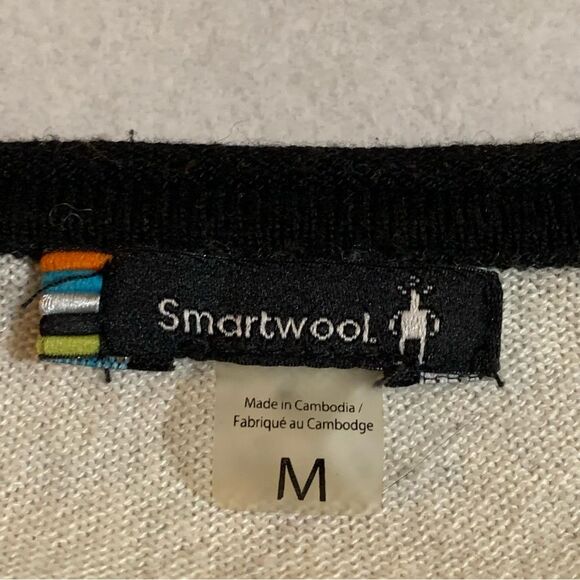 SMARTWOOL Merino Wool Top Women’s M Gray Black Cream Crew Neck Long Sleeve. - Picture 9 of 13